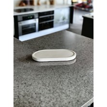 Mediterian Beyaz Beton Stand 18x10 cm, Yağdanlık ve Dekoratif Ürünler Altlığı, 1 Parça