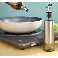 Mediterian Dayanıklı 350 ml cam yağ ve sirke şişesi, sızdırmaz, akıtmaz, gri renk