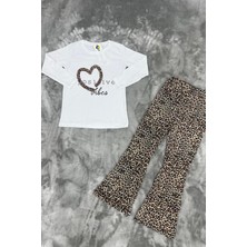 New Kids Leopar Desen İspanyol Paça Kız Çocuk Takım