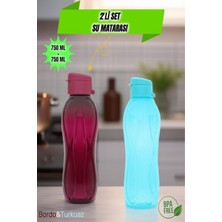 2'li Set 1,5 Lt Su Matarası Eve, Okula, Spora, Iş Yerine Uygun & Su Şişesi & Suluk - Turkuaz-Bordo