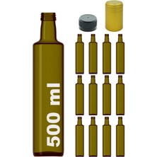 Mediterian Yeşil 12 adet 500 ml cam şişe, kapaklı, yuvarlak tasarım, pratik kullanım