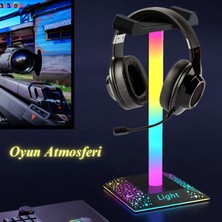 GB Oyuncu Kulaklık Standı Gamer Modlu 10 Işıklı USB Girişli