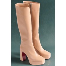 Ersefa Kadın Moda Platform Diz Altı Çizme Şık ve Zarif Abiye Ayakkabı