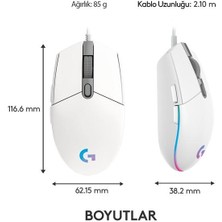 Logıtech G G102 Lıghtsync Oyuncu Mouse Beyaz 910-005824