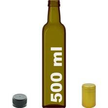 Mediterian Yeşil cam şişe 500 ml, kilitli kapak, kapüşonlu, yuvarlak tasarım, 1 adet
