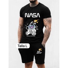 Unısex Nasa Astronotu Baskılı Tişört Şort Takımı