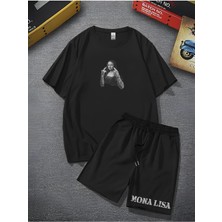 Unisex Baskılı Oversize Bol Kalıp T-Shirt Şortlu - Alt Üst Ikili Takım