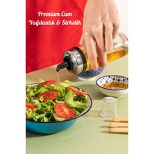 Mediterian Turuncu şeffaf cam sıvı şişesi, metal kapaklı, 245 ml, şık ve kullanışlı tasarım