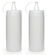 Mediterian Set halinde 2 adet 700 ml şeffaf sıvı sosluk şişesi, beyaz renkli, şık ve kullanışlı
