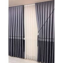 Ufuk Perde Pano Fon Zincir Lacivert-Gri (Tek Kanat)