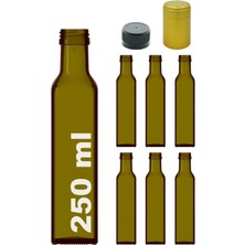Mediterian 250 ml Yeşil Maraska Kilitli Kapaklı ve Kapüşonlu Köşeli 250 cc Boş Cam Şişe 6 Adet
