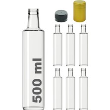 Mediterian Turuncu 500ml şeffaf cam şişe, 6'lı set, kapaklı ve kapüşonlu, kilitli güvenli tasarım