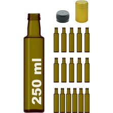 Mediterian 250 ml yeşil cam şişe, kapaklı, şık tasarım, 16 adet set