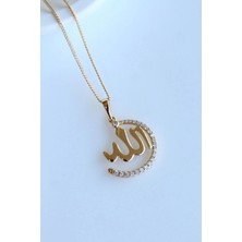 Xuping Zirkon Taşlı Allah Yazılı Renk Atmaz Kararmaz Kadın Çelik Kolye