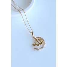 Xuping Zirkon Taşlı Allah Yazılı Renk Atmaz Kararmaz Kadın Çelik Kolye