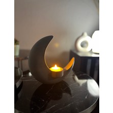Ay Şeklinde Çok Amaçlı Dekoratif Obje Mumluk & Mini Saksı