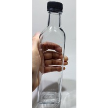 Mediterian Şeffaf 500 ml piramit kapaklı kavisli cam şişe, 2'li turuncu set