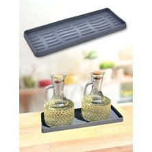 Mediterian Çok amaçlı silikon yağlık ve altlık, şık ve düzenli kullanım için ideal, siyah, 1-2 L