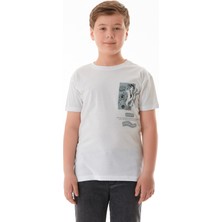 %100 Pamuk Uzay Baskılı Erkek Çocuk Tişört