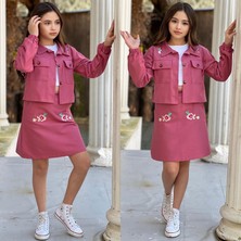 Kokoş Bebe Kız Çocuk Çiçek Detaylı Etek Takım