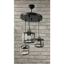 Sarkıt 3 Lü Taşlı Avize  Siyah