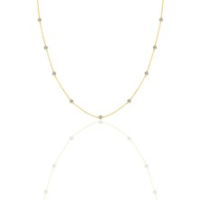 Söğütlü Silver Kadın Gümüş Altın Yaldızlı Zirkon Taşlı Kolye 45 cm Uzunlukta