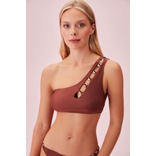 Suwen Maya Tek Omuz Aksesuarlı Bralet Bikini Üst