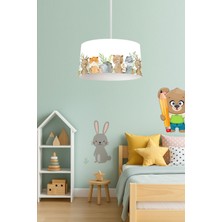 Çocuk Odası Sarkıt Avize, Sulu Boya Hayvanlar Desenli Sarkıt Avize