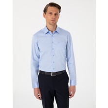Pierre Cardin Erkek Koyu Mavi Parlak Saten Regular Fit Uzun Kollu Basic Gömlek 50302972-VR032