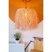 Woodhub Hasır Püsküllü Avize Rafya Bohem Avize 28 Cm Çap