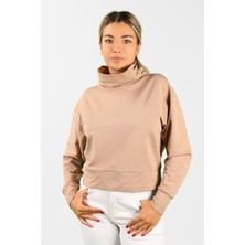 Balins Kadın 2 Iplik Degaje Yaka Sweatshirt Açık Kahve