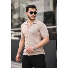 Erkek Krem Örme Kumaş Gömlek