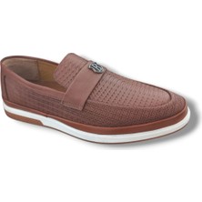 Growish GE0165-1  Deri Lazerli B Armalı Yazlık Termoaktif Taban Erkek Loafer Ayakkabı