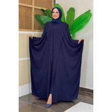 Kapüşonlu Abaya ve  Elbise Ikili Takım 70013 Lacivert