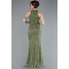 Halter Yaka Boncuklu Uzun Balık Abiye ABU4791