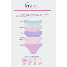 Çocuk Külot 5'li Paket Fiyonklu Pamuklu Soft Renkler, Yumuşak Çocuk Külot