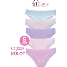 Hilady Kız Çocuk Külot 5'li Paket Yumuşak Pamuklu Esnek Tasarımda Renkli Seçenekler