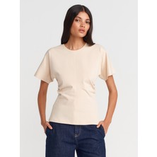Dilvin 31585 Drape Detaylı T-Shirt-Taş