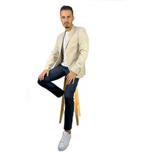 Agustini Ekru Renk Torba Cep Tek Ceket Mono Yaka Slim Fit | Agustini