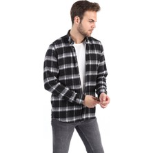 Agustini Erkek Siyah Ekose Oduncu Slim Fit Gömlek | Agustini