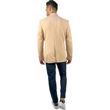Agustini Yavruağzı Renk Torba Cep Tek Ceket Mono Yaka Slim Fit | Agustini