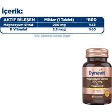 Dynavit Magnesium Citrate 200 mg & Vitamin D 60 Tablet - Magnezyum Sitrat, D Vitamini