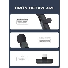 Deanb Yaka Mikrofonu Type-c Giriş Telefon Uyumlu 20m Wirelees Yayın Youtuber Tiktok Skype