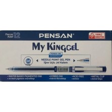 Pensan 6405 My King Gel 0.5 mm İğne Uç Metal Klips Kalem 12'li Mavi