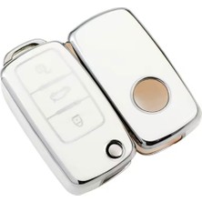 Volkswagen Bora Anahtar Kılıfı Beyaz-Silver
