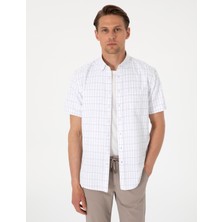 Pierre Cardin Erkek Beyaz Regular Fit Kısa Kollu Gömlek 50307066-VR013