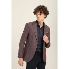 Bordo Renk Sivri Yaka Yarım Astar Torba Cep Blazer Tek Ceket Slim Fit | Agustini
