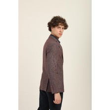 Bordo Renk Sivri Yaka Yarım Astar Torba Cep Blazer Tek Ceket Slim Fit | Agustini