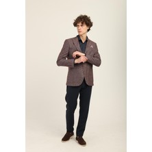 Bordo Renk Sivri Yaka Yarım Astar Torba Cep Blazer Tek Ceket Slim Fit | Agustini
