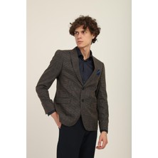 Haki Renk Sivri Yaka Blazer Tek Ceket Slim Fit | Agustini